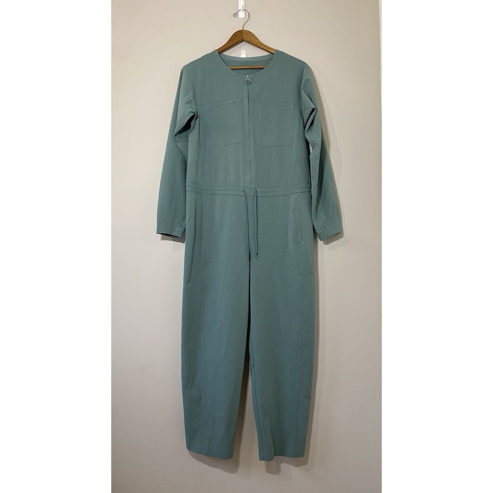 Lululemon Woven Air Zippered Jumpsuit Women Sz 10 NWOT Green Relaxed Fit Stretch - Picture 2 of 5